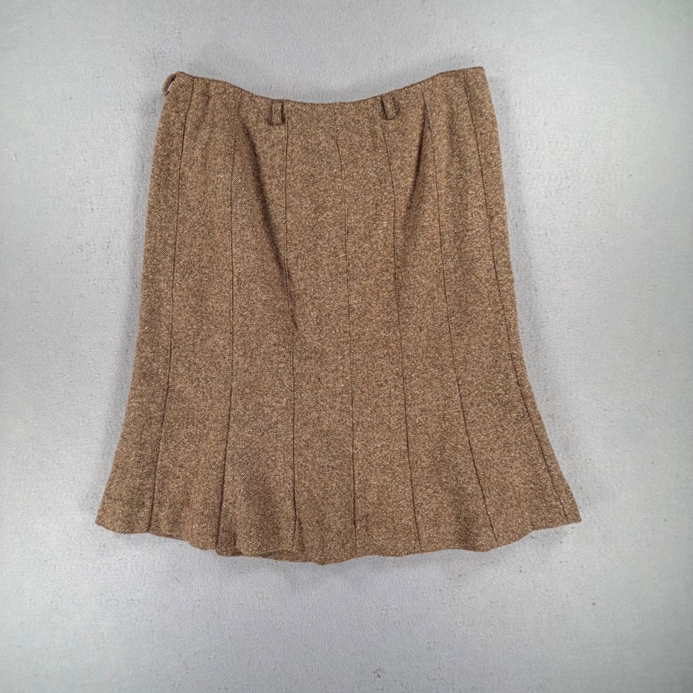 Ann Taylor LOFT Women's Size 10 Brown Wool Silk Blend Flared Skirt Lined Career